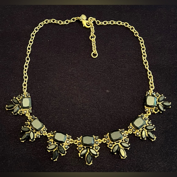 J. Crew Jewelry - J CREW Black Square, Rectangle, Round Rhinestone Gold Tone Statement Nec…